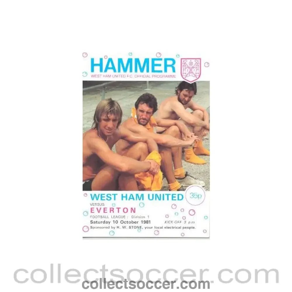 1981 - West Ham United v Everton official programme 10/10/1981 Football League - Collect Soccer