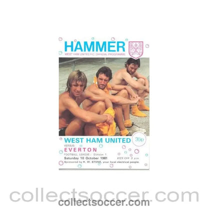 1981 - West Ham United v Everton official programme 10/10/1981 Football League - Collect Soccer