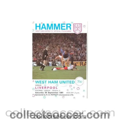 1981 - West Ham United v Liverpool official programme 26/09/1981 - Collect Soccer
