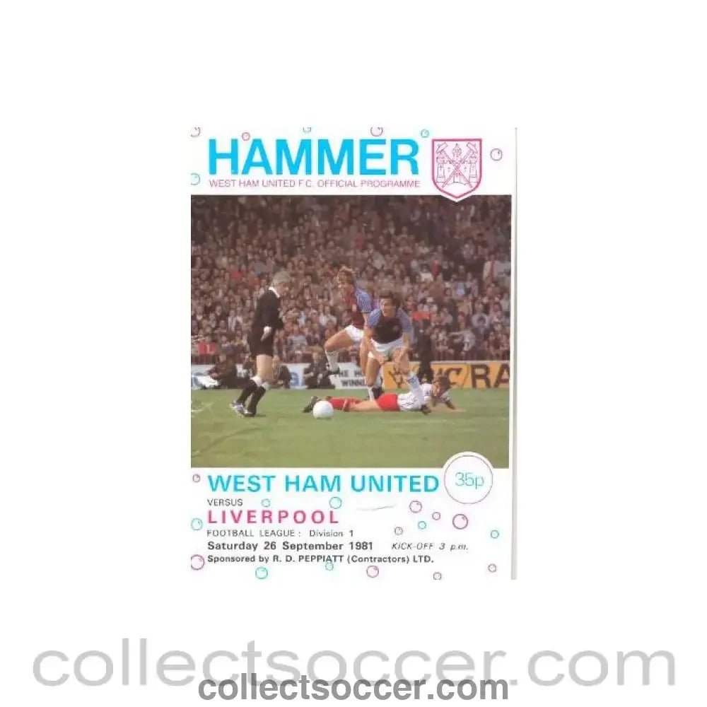 1981 - West Ham United v Liverpool official programme 26/09/1981 - Collect Soccer