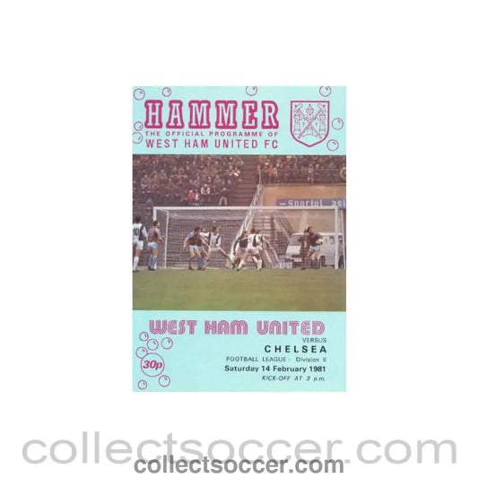 1981 - West Ham United vChelsea official programme 14/02/1981 Football League