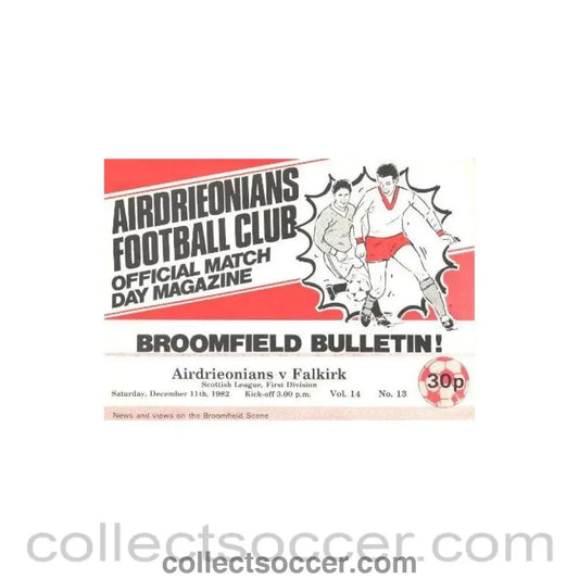1982 - Airdrieonians v Falkirk official programme 11/12/1982 - Collect Soccer