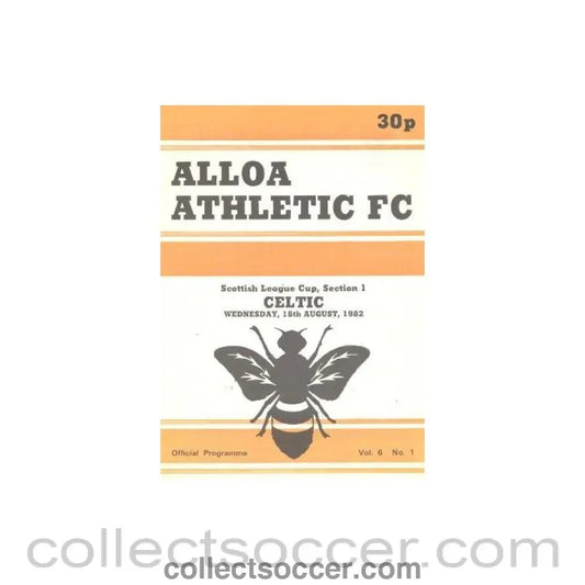 1982 - Alloa Athletic v Celtic official programme 18/08/1982 Scottish League Cup - Collect Soccer