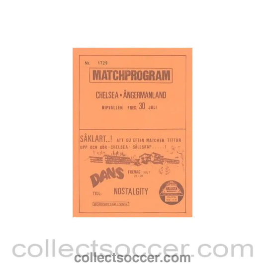 1982 - Angermanland vChelsea official programme 30/07/1982, - Collect Soccer