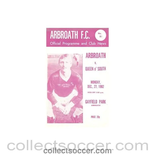 1982 - Arbroath v Queen of the South official programme 27/12/1982 - Collect Soccer