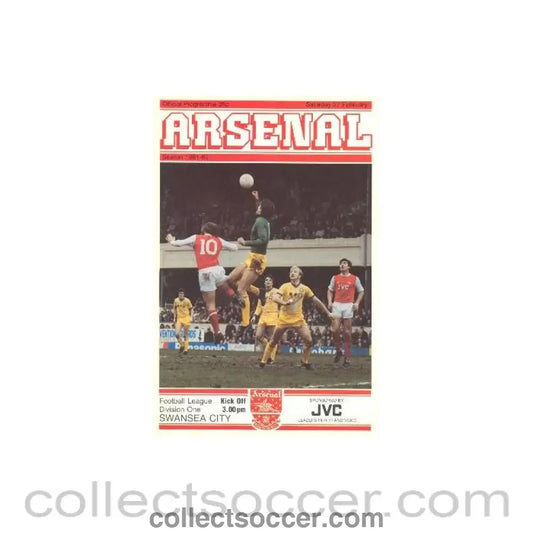 1982 - Arsenal v Swansea City official programme 27/02/1982 Football League
