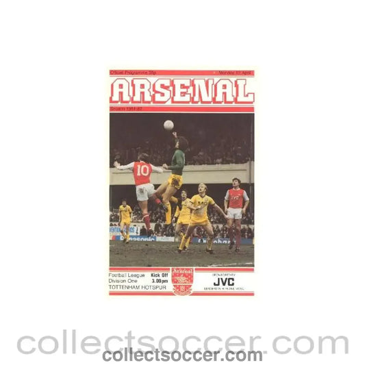 1982 - Arsenal v Tottenham Hotspur official programme 12/04/1982 Football League