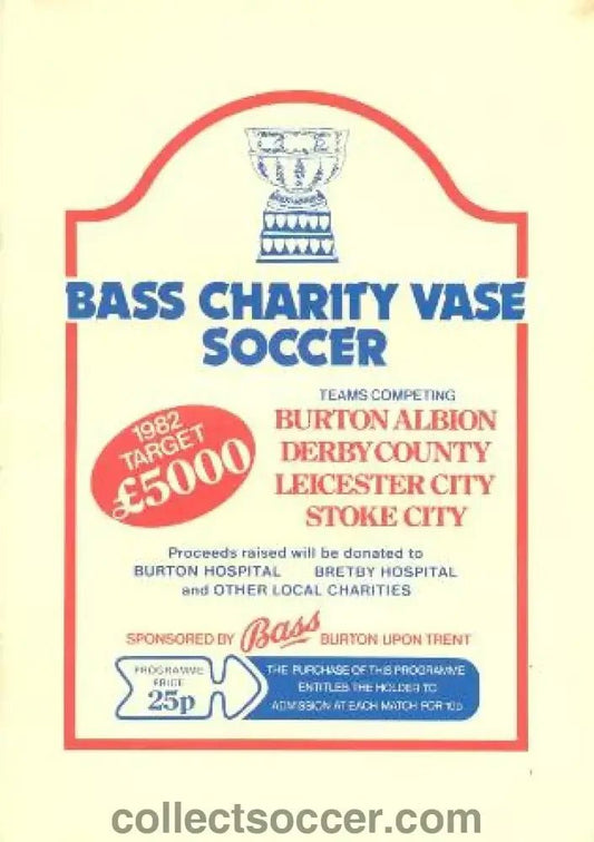 1982 - Bass Charity Vase Soccer competition official programme 1982 - Collect Soccer