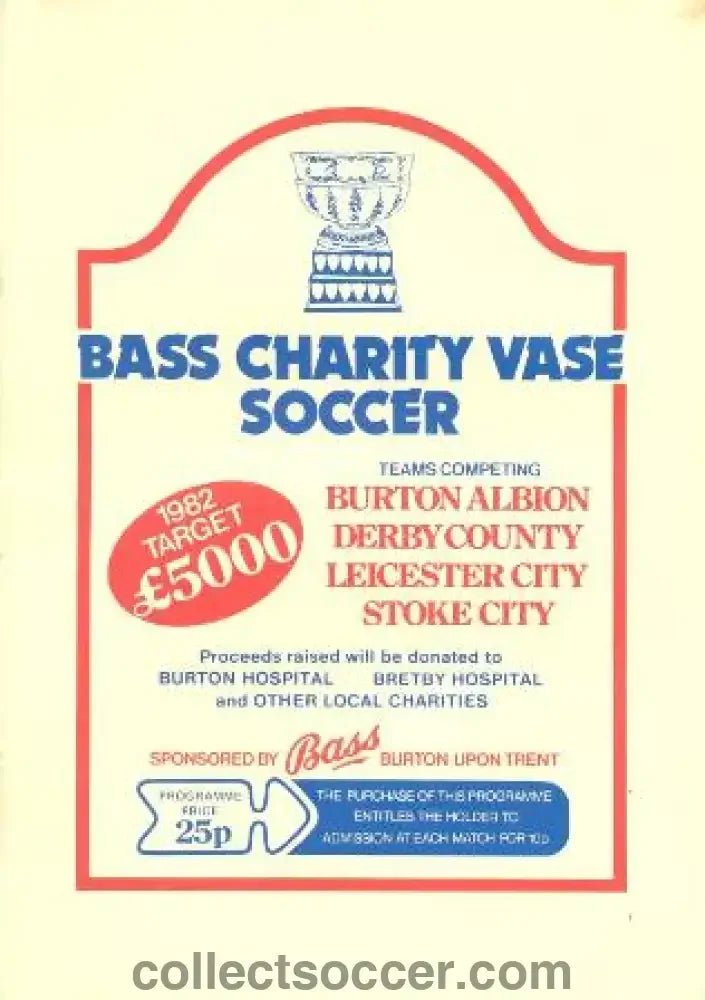 1982 - Bass Charity Vase Soccer competition official programme 1982 - Collect Soccer