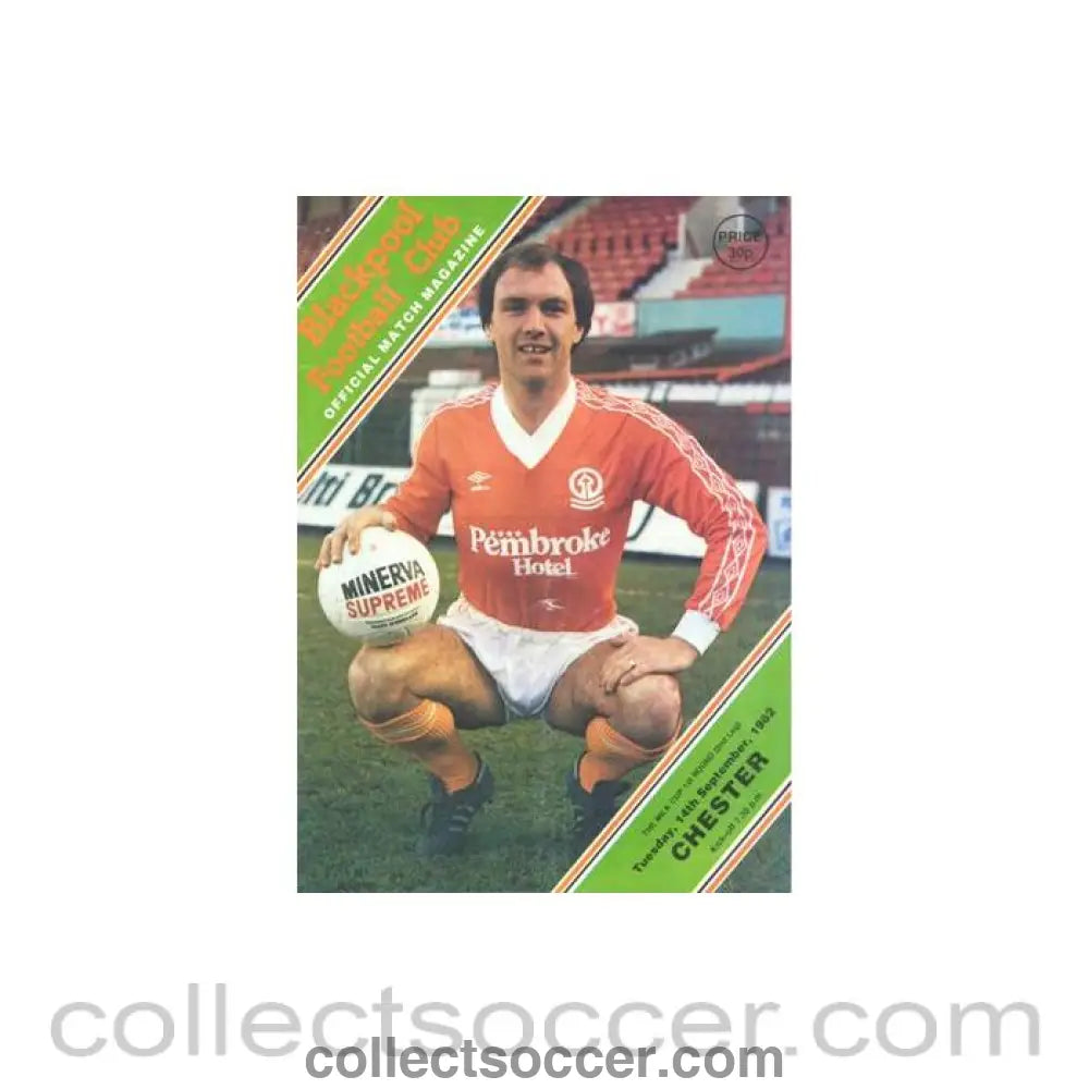 1982 - Blackpool v Chester official programme 14/09/1982 Milk Cup