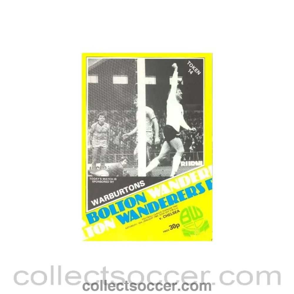 1982 - Bolton Wanderers vChelsea official programme 16/01/1982 - Collect Soccer