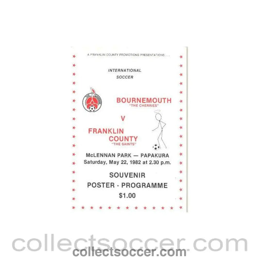 1982 - Bournemouth v Franklin County official programme 22/05/1982