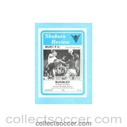 1982 - Bury v Burnley official programme 31/08/1982