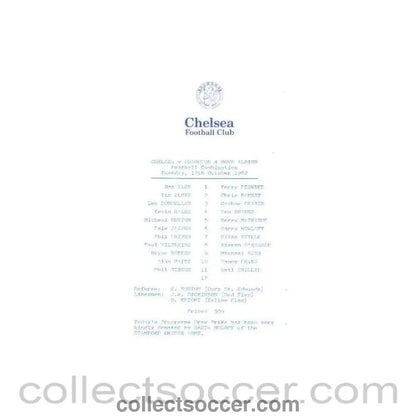 1982 - Chelsea v Brighton & Hove Albion official programme 12/10/1982 Reserves - Collect Soccer