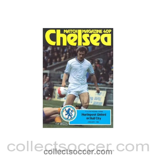 1982 - Chelsea v Hartlepool United or Hull City official programme January 1982