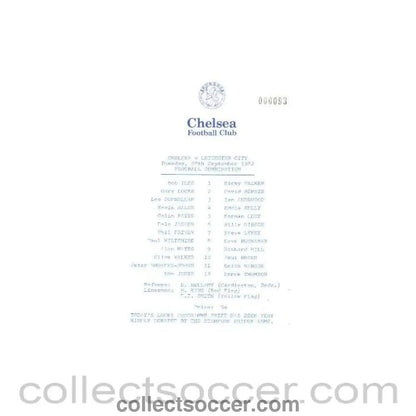 1982 - Chelsea v Leicester City official programme 28/09/1982 Reserves - Collect Soccer