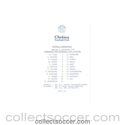 1982 - Chelsea v Leicester City Reserves official programme 11/02/1982 Football Combination