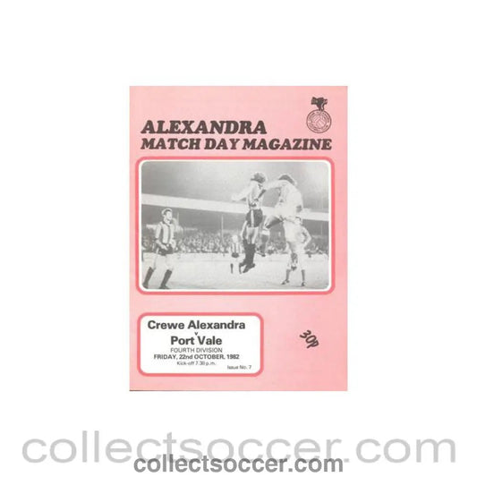 1982 - Crewe Alexandra v Port Vale official programme 22/10/1982 Football League - Collect Soccer