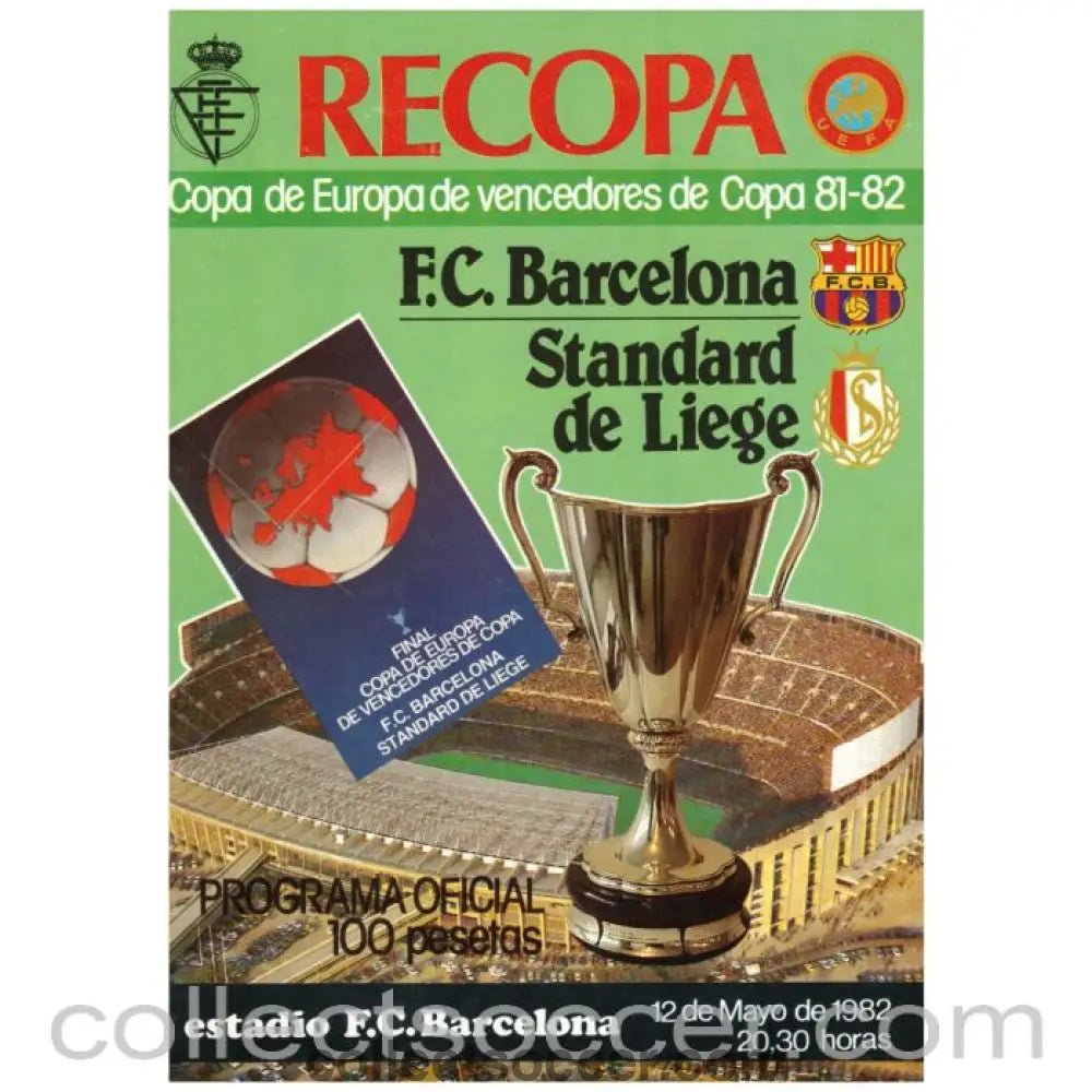 1982 Cup Winners Cup Final Official Programme Barcelona v Standard Liege - Collect Soccer