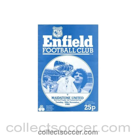 1982 - Enfield v Maidstone United official programme 30/11/1982 Bob Lord Trophy - Collect Soccer