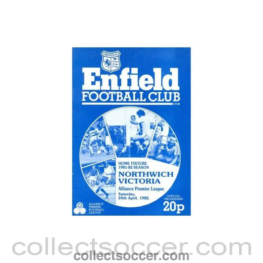 1982 - Enfield v Northwich Victoria official programme 24/04/1982 Alliance Premier League - Collect Soccer