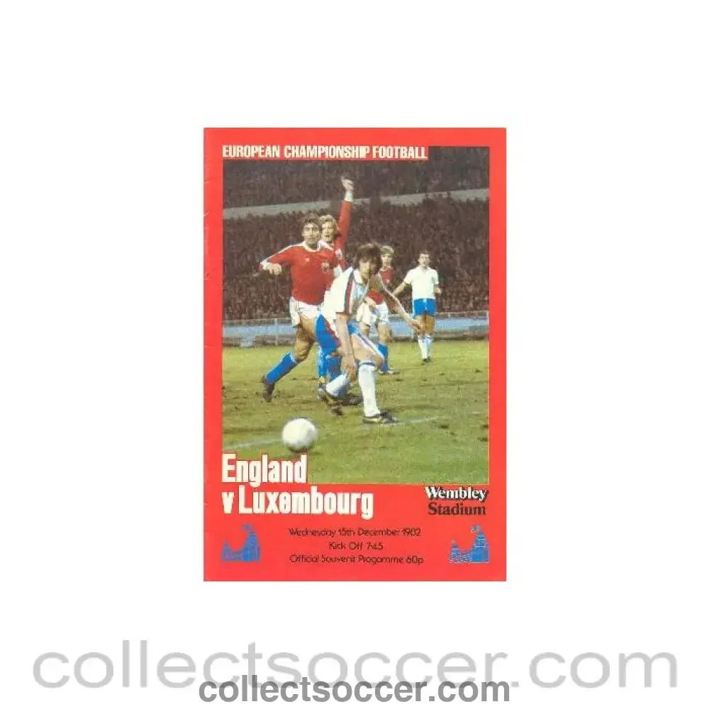 1982 England v Luxembourg official programme 15/12/1982 - Collect Soccer