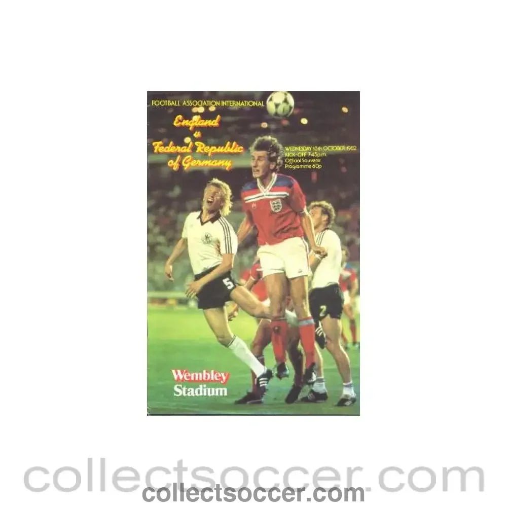 1982 England v West Germany official programme 13/10/1982 - Collect Soccer