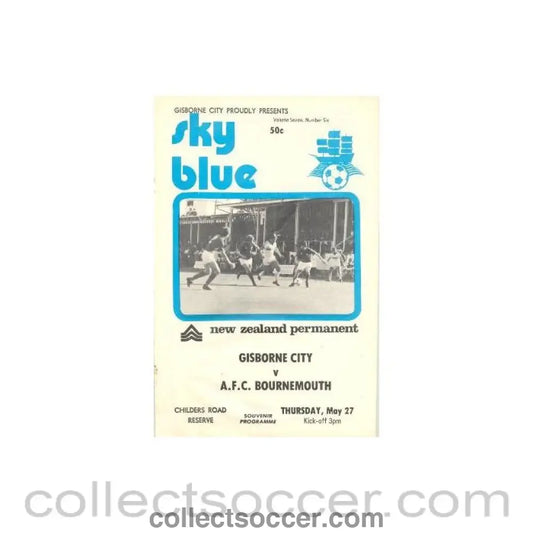 1982 - Gisborne City New Zealand v Bournemouth official programme 27/05/1982