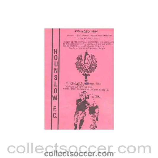 1982 - Hounslow Town v Wembley official programme 20/12/1982 - Collect Soccer