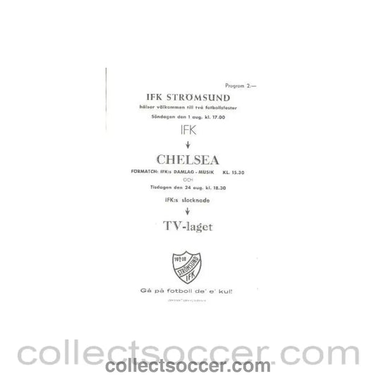 1982 - IFK Stromsund vChelsea official programme 24/08/1982 - Collect Soccer