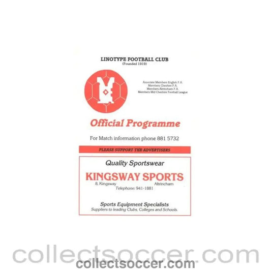 1982 - Linotype v Pilkington Recreation official programme 04/12/1982 F.A. Vase - Collect Soccer