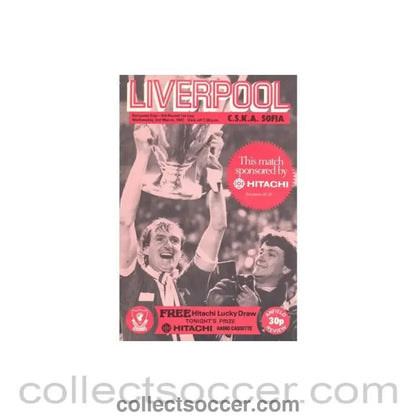 1982 - Liverpool v C.S.K.A. Sofia Bulgaria official programme 03/03/1982 European Cup - Collect Soccer