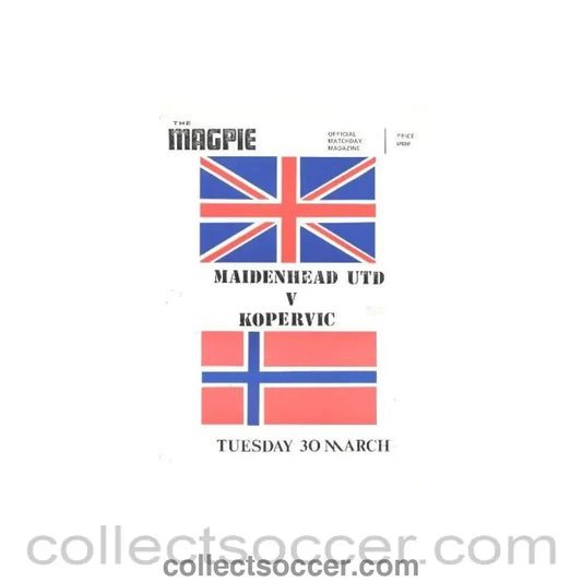 1982 - Maidenhead v Kopervic official programmes 30/03/1982 - Collect Soccer
