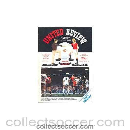 1982 - Manchester United v Aston Villa official programme 06/02/1982 - Collect Soccer
