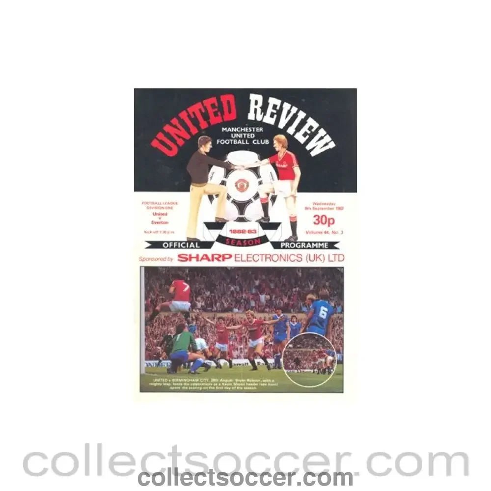 1982 - Manchester United v Everton official programme 08/09/1982 - Collect Soccer