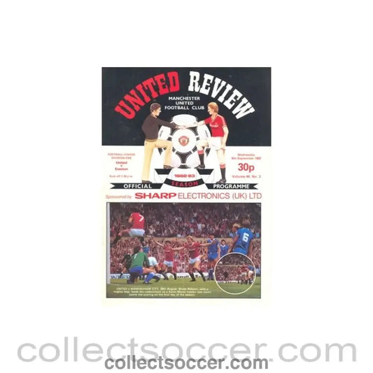 1982 - Manchester United v Everton official programme 08/09/1982 - Collect Soccer