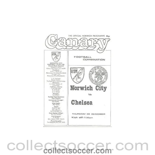 1982 - Norwich City vChelsea official programme 18/12/1982 - Collect Soccer