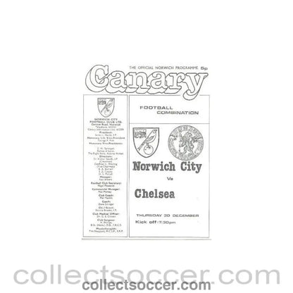 1982 - Norwich City vChelsea official programme 18/12/1982 - Collect Soccer