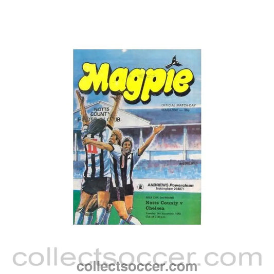 1982 - Notts County vChelsea official programme 09/11/1982 - Collect Soccer
