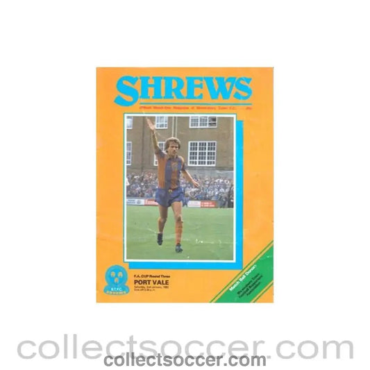 1982 - Shrewsbury Town v Port Vale official programme 02/01/1982 F.A. Cup - Collect Soccer