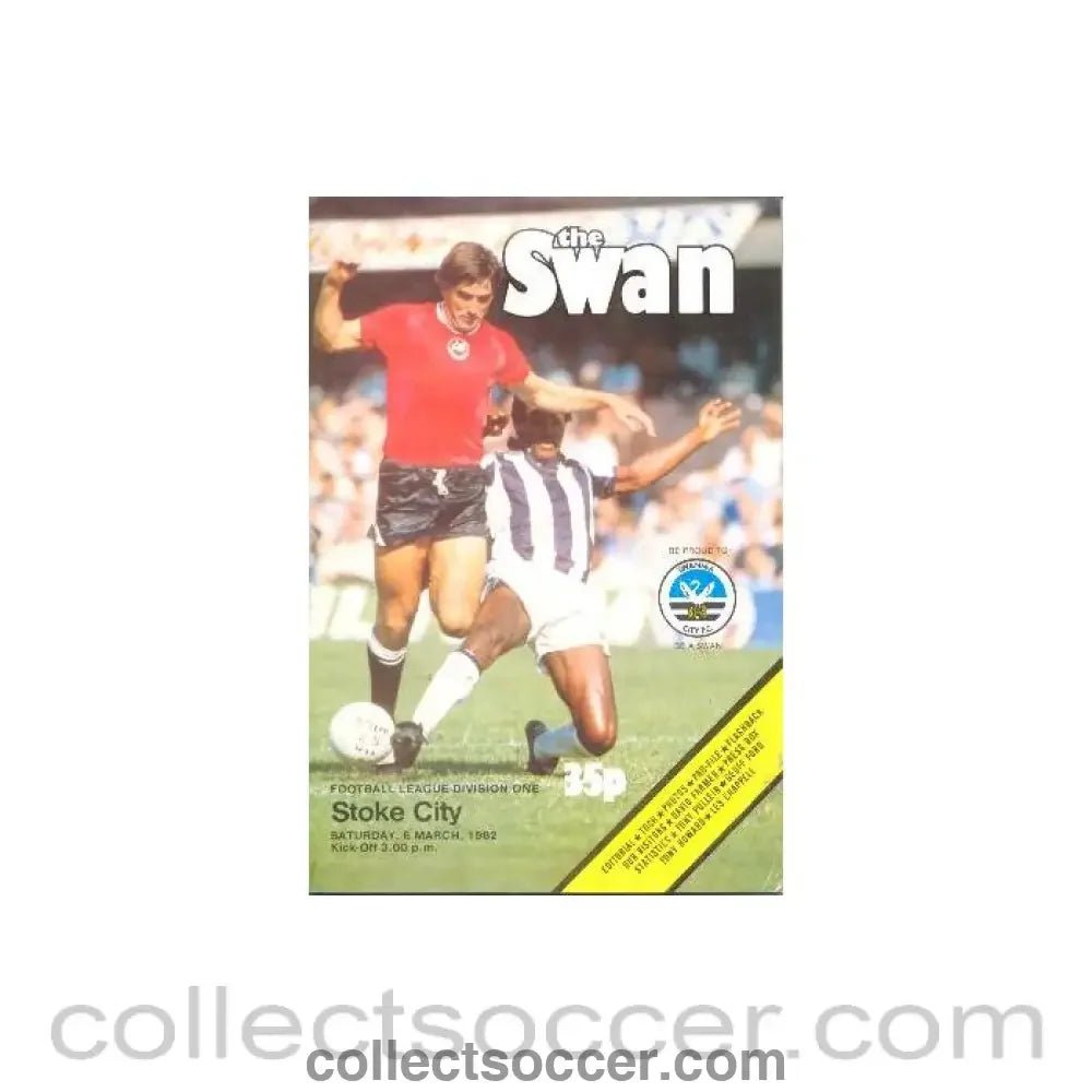 1982 - Swansea City v Stoke City official programme 06/03/1982 Football League - Collect Soccer