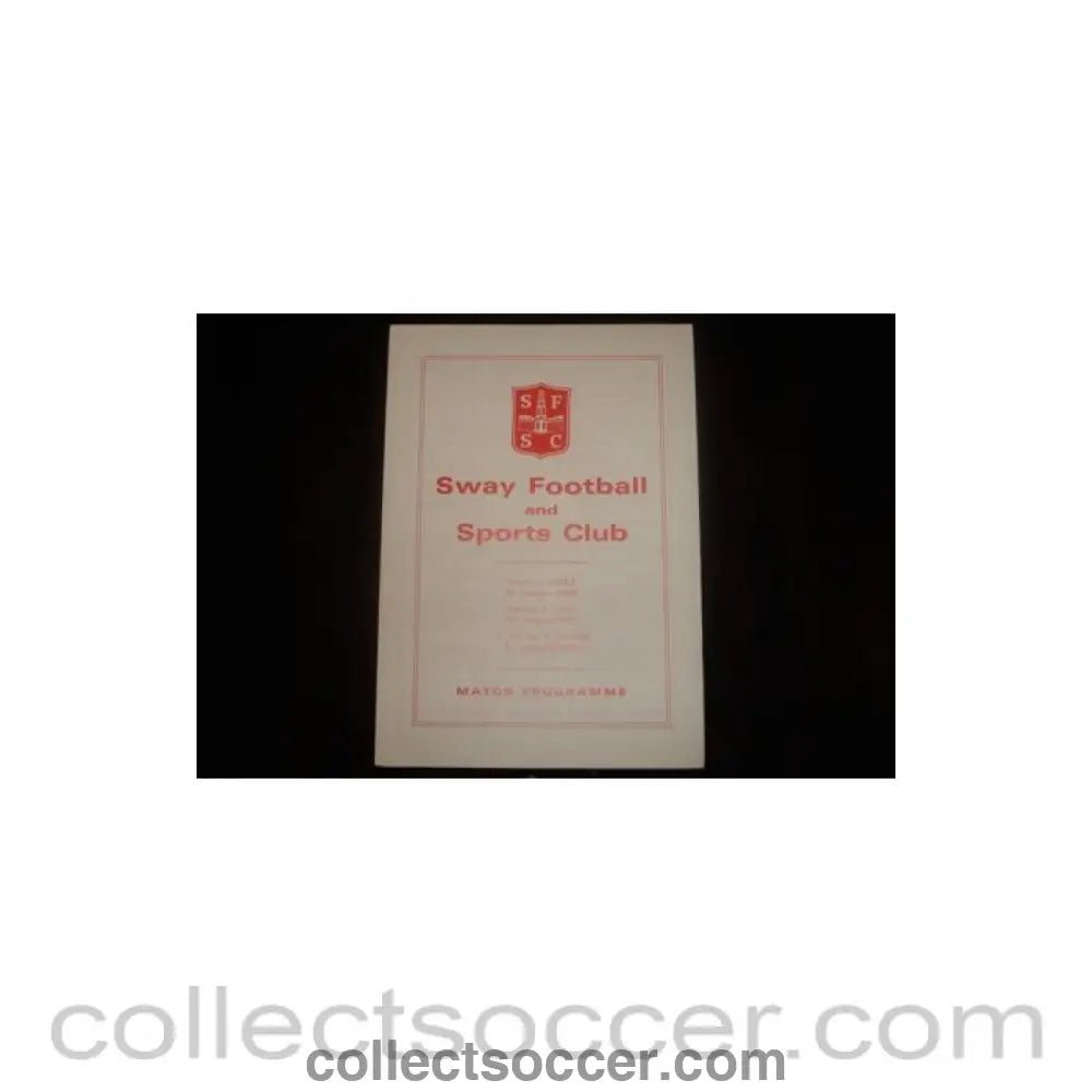 1982 - Sway F.C. v 1895 F.C. official programme 25/09/1982, Semi-Professional International - Collect Soccer