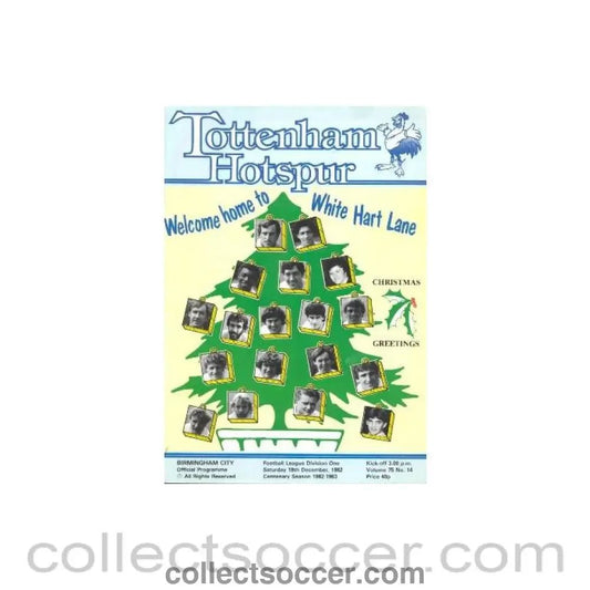 1982 - Tottenham Hotspur v Birmingham City official programme 18/12/1982 Football League - Collect Soccer