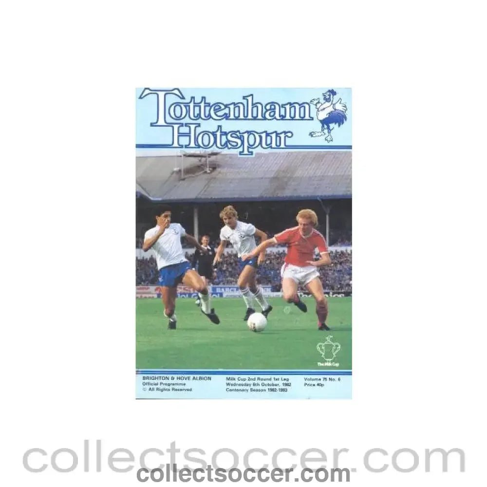 1982 - Tottenham Hotspur v Brighton & Hove Albion official programme 06/10/1982 Milk Cup - Collect Soccer