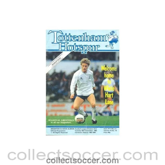 1982 - Tottenham Hotspur v Brighton & Hove Albion official programme 28/12/1982 Football League - Collect Soccer