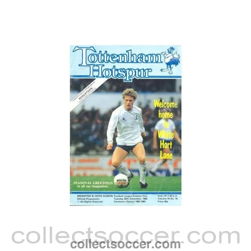 1982 - Tottenham Hotspur v Brighton & Hove Albion official programme 28/12/1982 Football League - Collect Soccer