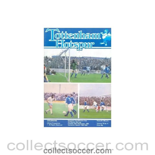1982 - Tottenham Hotspur v Colerane official programme 28/09/1982 European Cup Winners Cup - Collect Soccer