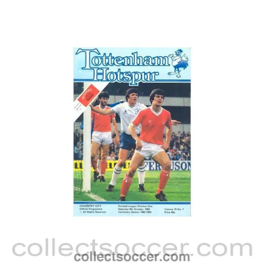 1982 - Tottenham Hotspur v Coventry City official programme 09/10/1982 Football League - Collect Soccer