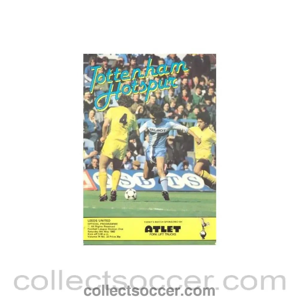 1982 - Tottenham Hotspur v Leeds United official programme 08/05/1982 Football League - Collect Soccer