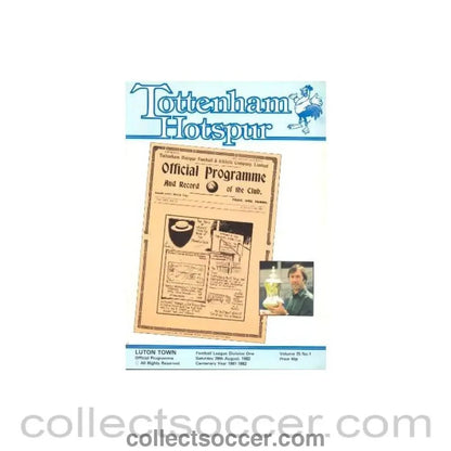 1982 - Tottenham Hotspur v Luton Town official programme 28/08/1982 Football League - Collect Soccer